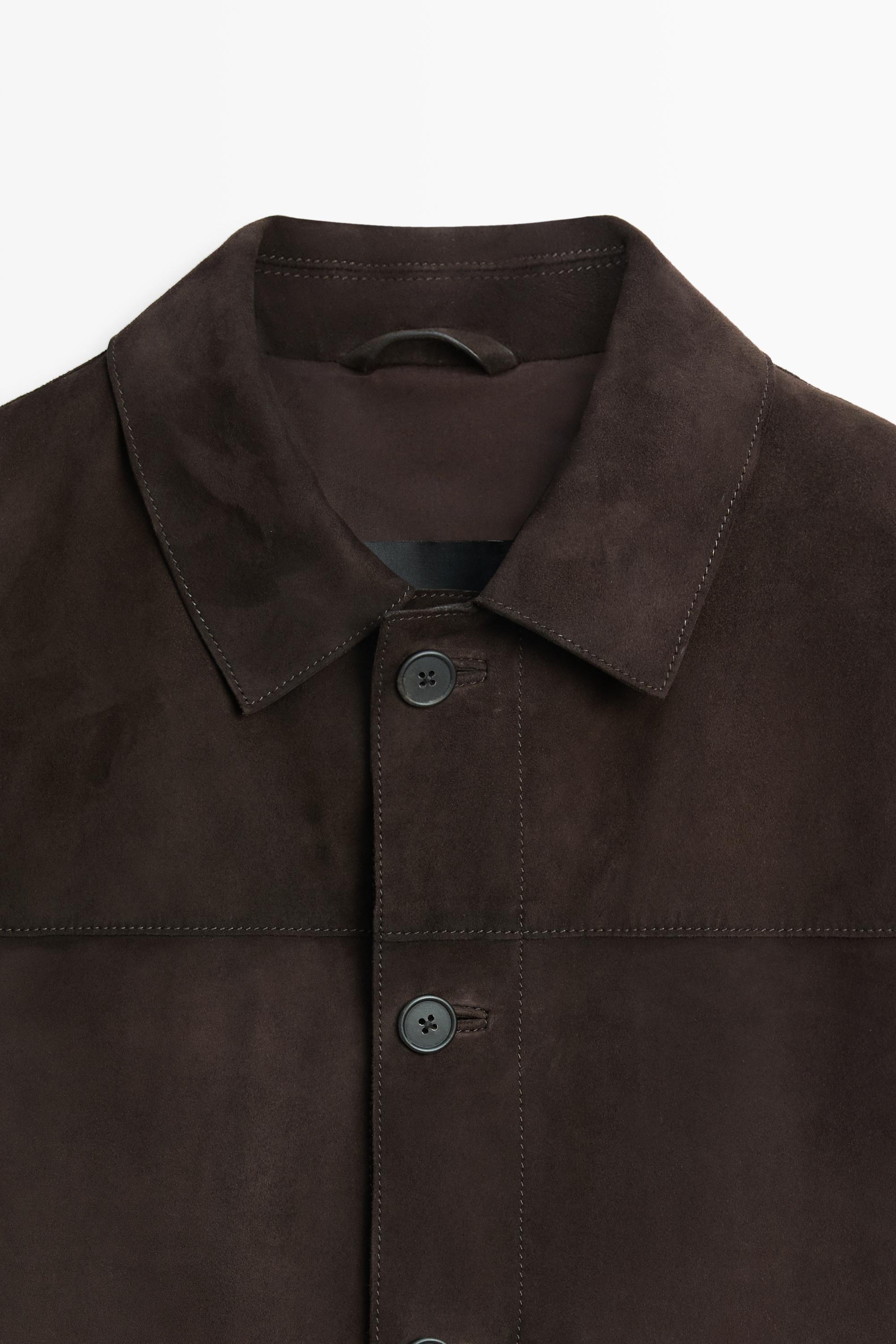 Suede leather pocket overshirt
